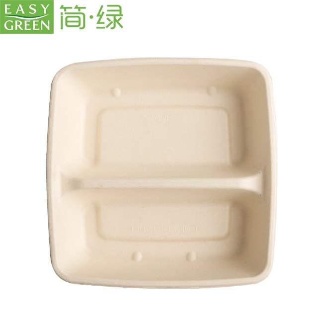 Compostable Take Out Food Containers with Clear Lid,Bagasse to Go Containers Rectangular Disposable Paper Bowls CS1000-2