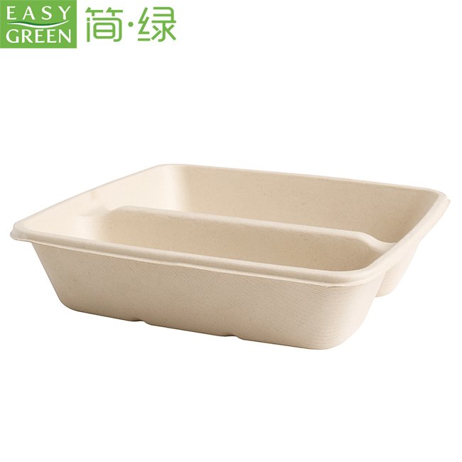 Compostable Take Out Food Containers with Clear Lid,Bagasse to Go Containers Rectangular Disposable Paper Bowls CS1000-2