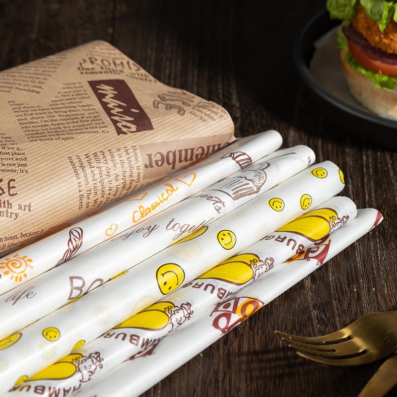 Custom hamburger paper food packing wrapping paper wax greaseproof paper for food