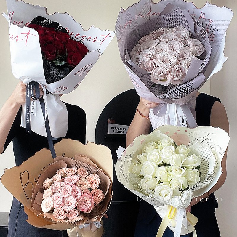 Packaging Paper Waterproof Plastics Wood Pulp Double Side Recycled Floral Wrapping Paper