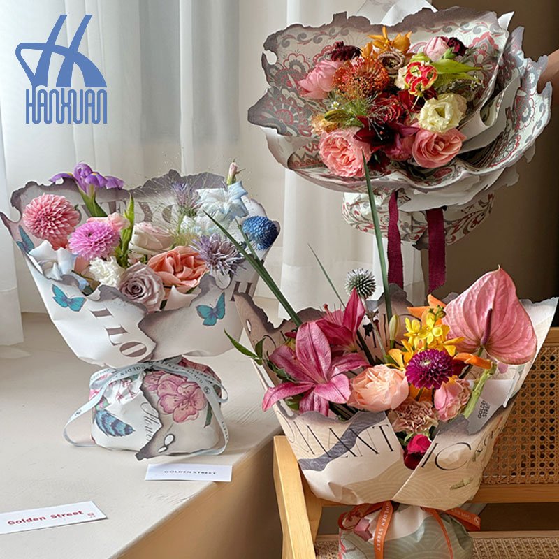 Packaging Paper Waterproof Plastics Wood Pulp Double Side Recycled Floral Wrapping Paper