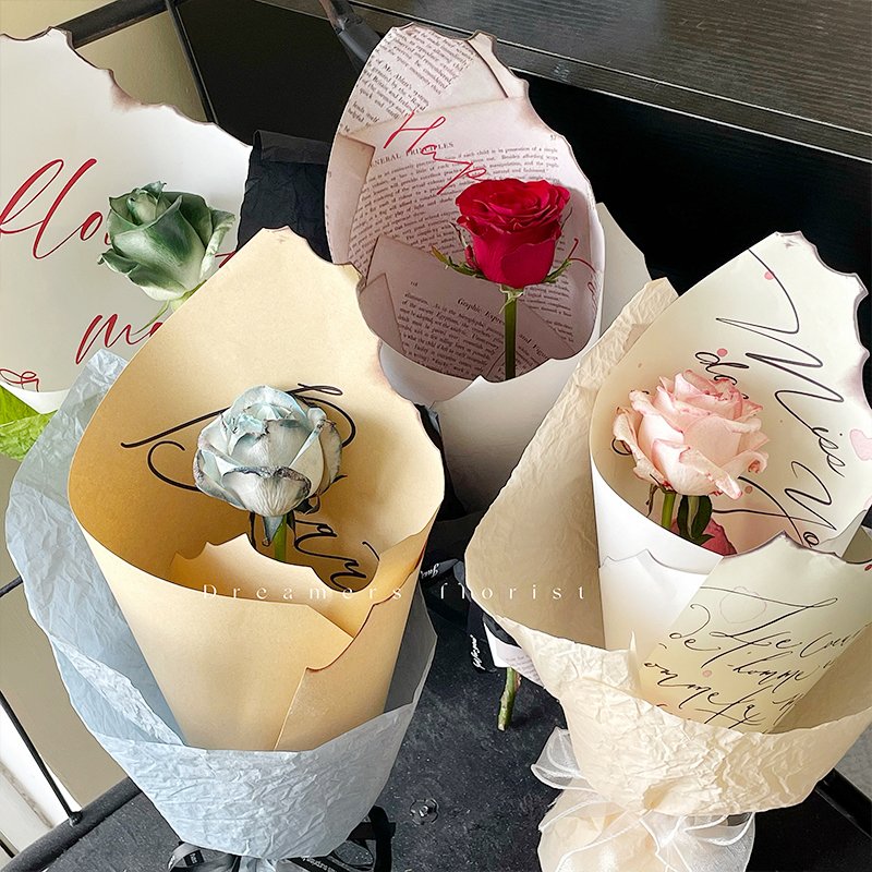 Packaging Paper Waterproof Plastics Wood Pulp Double Side Recycled Floral Wrapping Paper