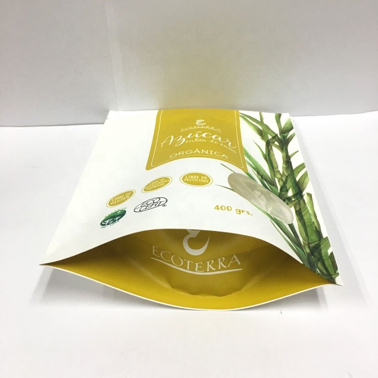 Smell Proof Doypack Compostable White Paper Zip Lock Bag Food Packaging Mylar Pouch For Herb