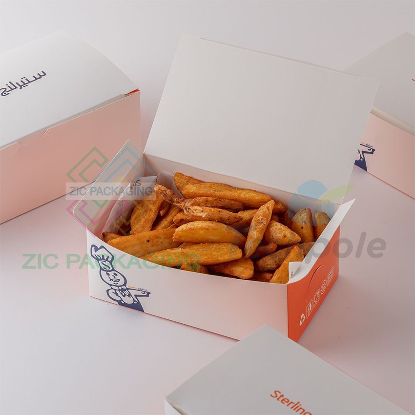 Wholesale French Fried Chips Burger Packaging Fast Food Packing Box Custom Print Kraft Paper Fried Box