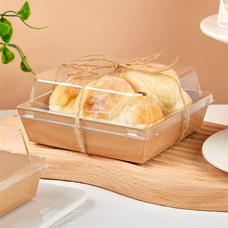 CustomPaper Charcuterie Boxes with Clear Lids Square Bakery Boxes To Go Food Containers for Desserts Sandwich Cake