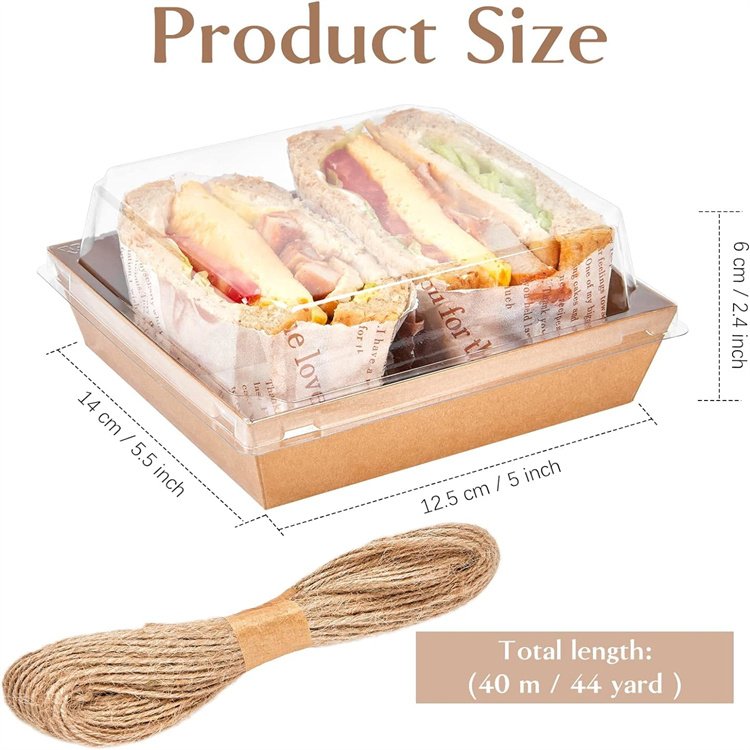 CustomPaper Charcuterie Boxes with Clear Lids Square Bakery Boxes To Go Food Containers for Desserts Sandwich Cake