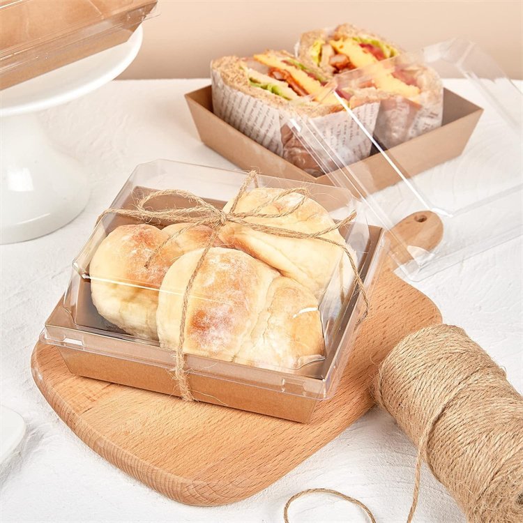 CustomPaper Charcuterie Boxes with Clear Lids Square Bakery Boxes To Go Food Containers for Desserts Sandwich Cake