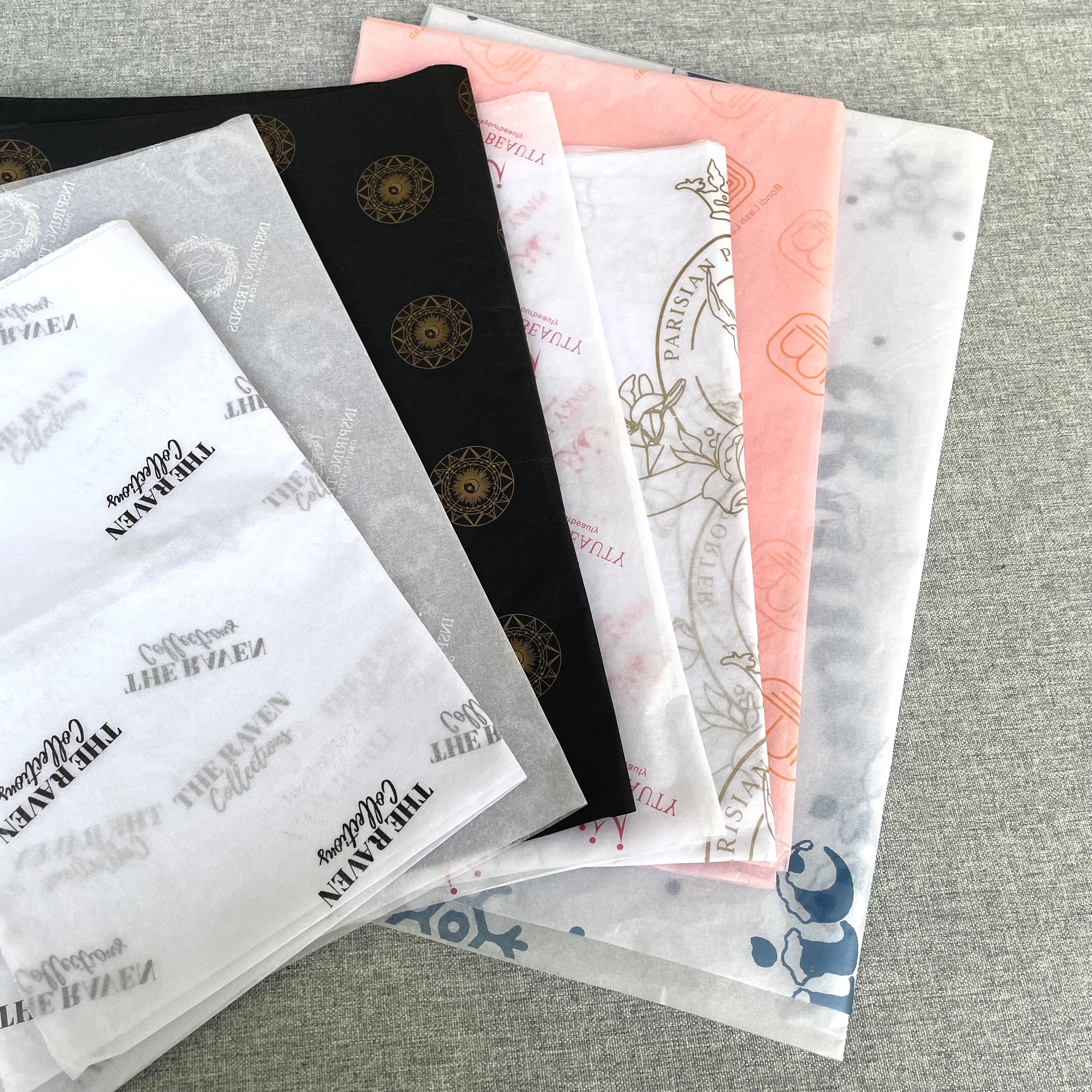 Packaging Copy paper Exquisite Printing Gold Foil Tissue Paper, Custom Own Brand Logo 17gsm Packaging Tissue Paper