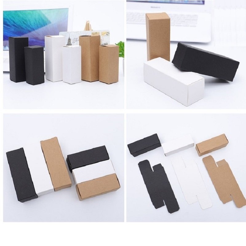 New Arrival Empty Cosmetic Packaging Box Brown White Black Custom Design 5ML~100ML Essential Oil Bottle Kraft Paper Gift Box