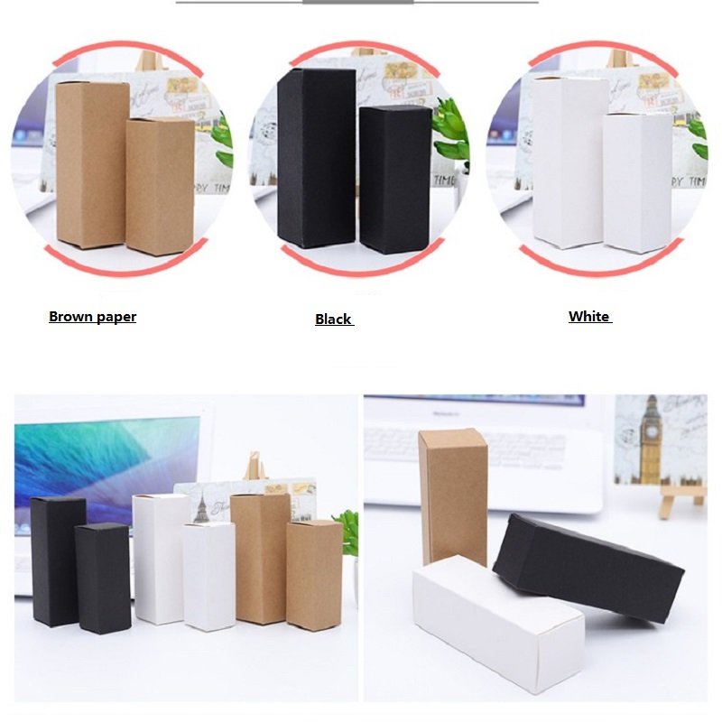 New Arrival Empty Cosmetic Packaging Box Brown White Black Custom Design 5ML~100ML Essential Oil Bottle Kraft Paper Gift Box