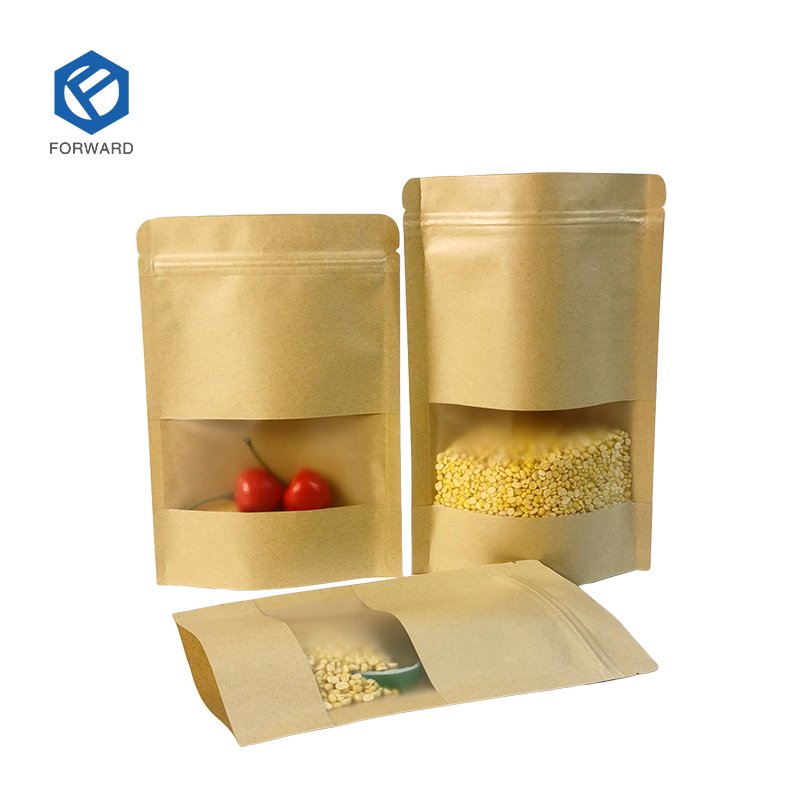 wholesale biodegradable brown kraft paper eco Coffee Beans tea food Packaging Pouch Empty Coffee Bags with valve and zipper