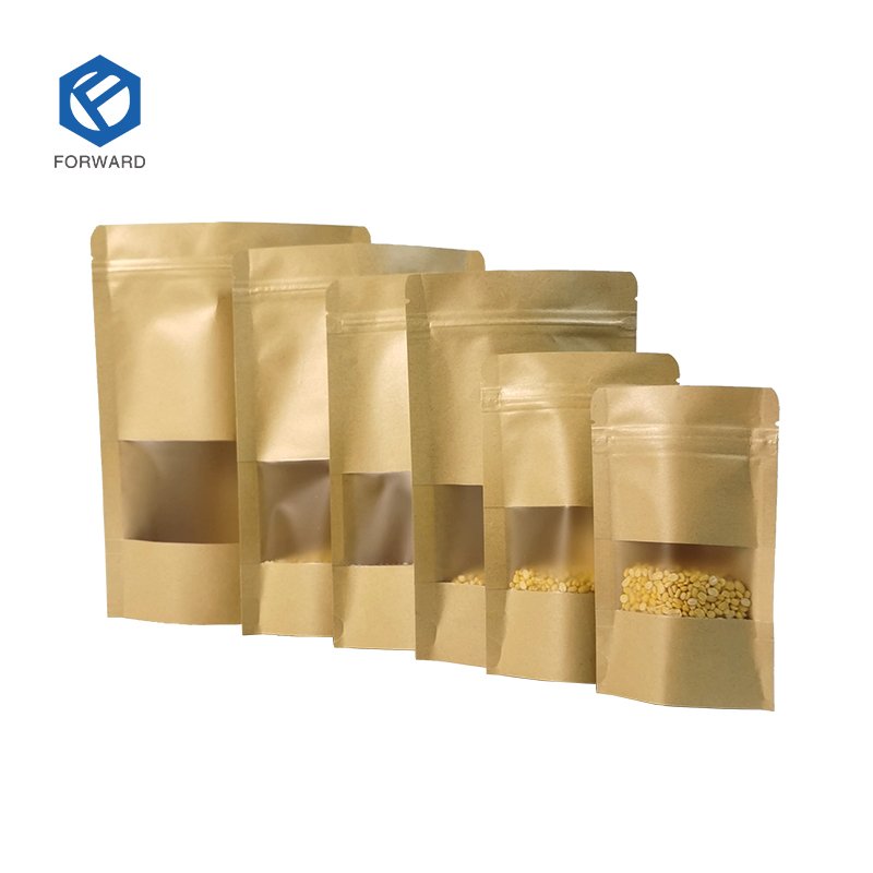 wholesale biodegradable brown kraft paper eco Coffee Beans tea food Packaging Pouch Empty Coffee Bags with valve and zipper