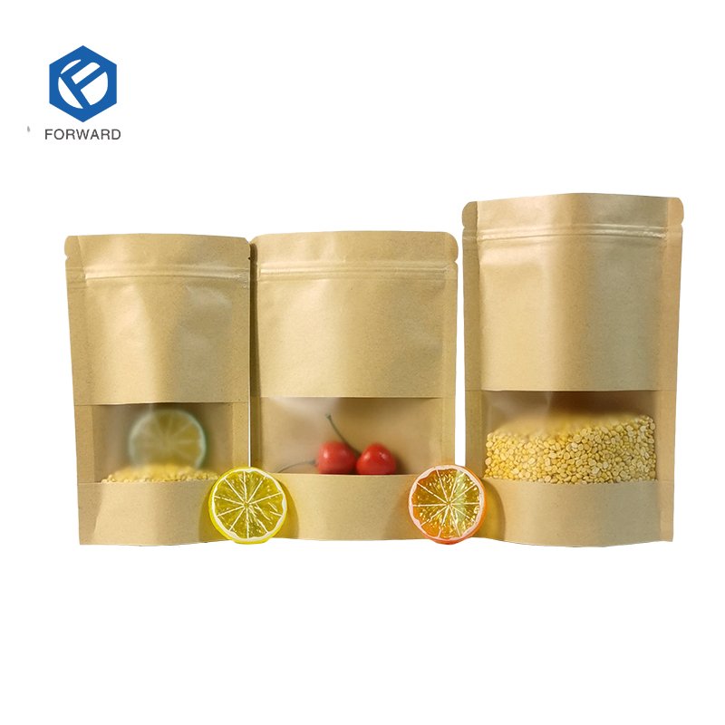 wholesale biodegradable brown kraft paper eco Coffee Beans tea food Packaging Pouch Empty Coffee Bags with valve and zipper
