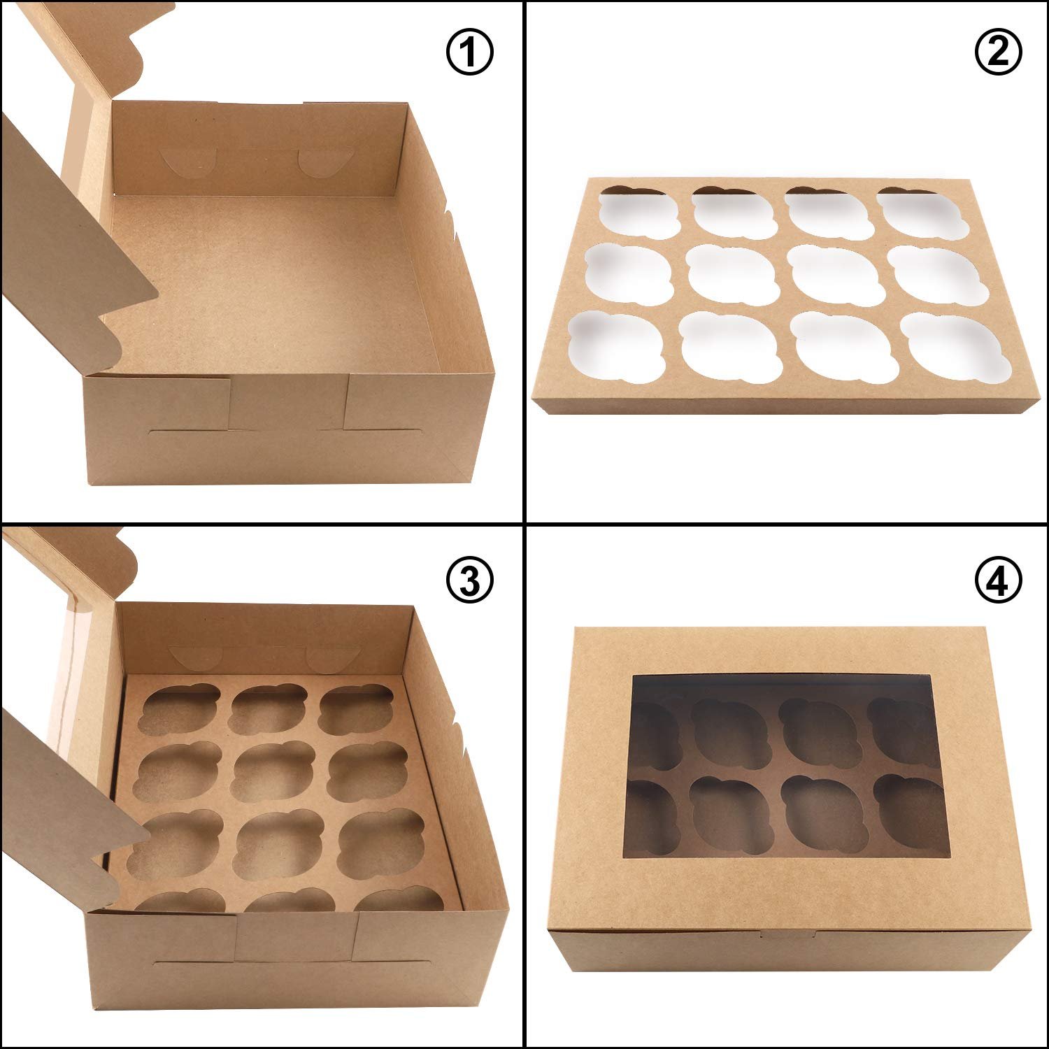 custom Cupcake packing Cake Carrier cajas para pasteles de 12 x12 x12 Disposable Bakery Box with Clear Window