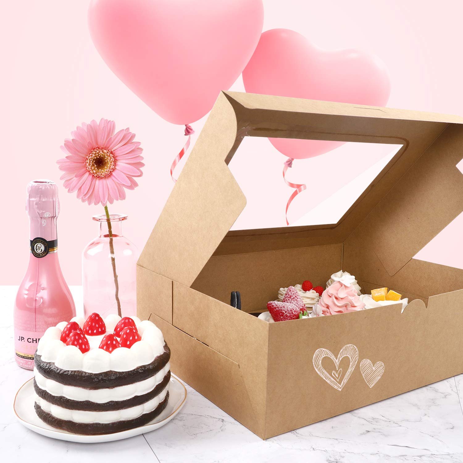 custom Cupcake packing Cake Carrier cajas para pasteles de 12 x12 x12 Disposable Bakery Box with Clear Window