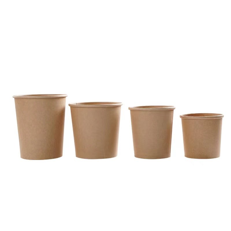 Longworld shenzhen guangzhou restaurant take away takeout lunch kraft to go paper cups soup cup with pp lids