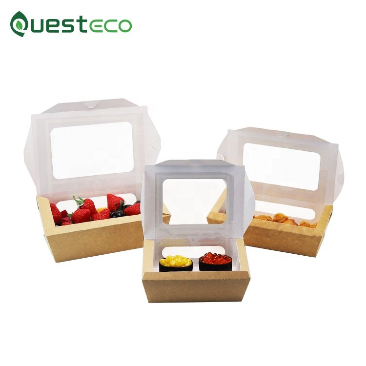 Questeco food container paper packaging takeaway lunch box with windows
