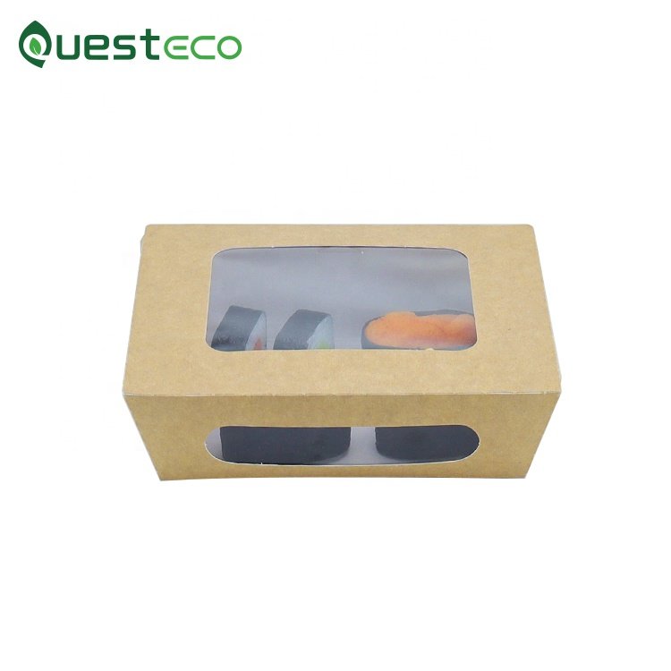 Questeco food container paper packaging takeaway lunch box with windows
