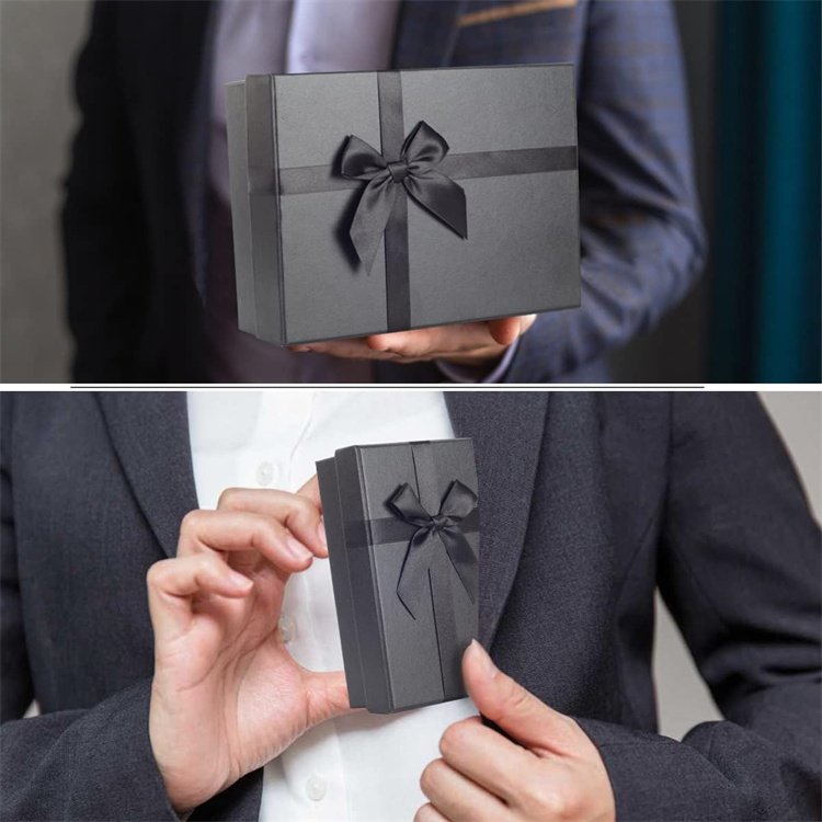 Custom Gift Boxes with Lids, Black Gift Boxes for Presents, Set of 5 Sturdy and Luxury Black Boxes for Gifts (Black)