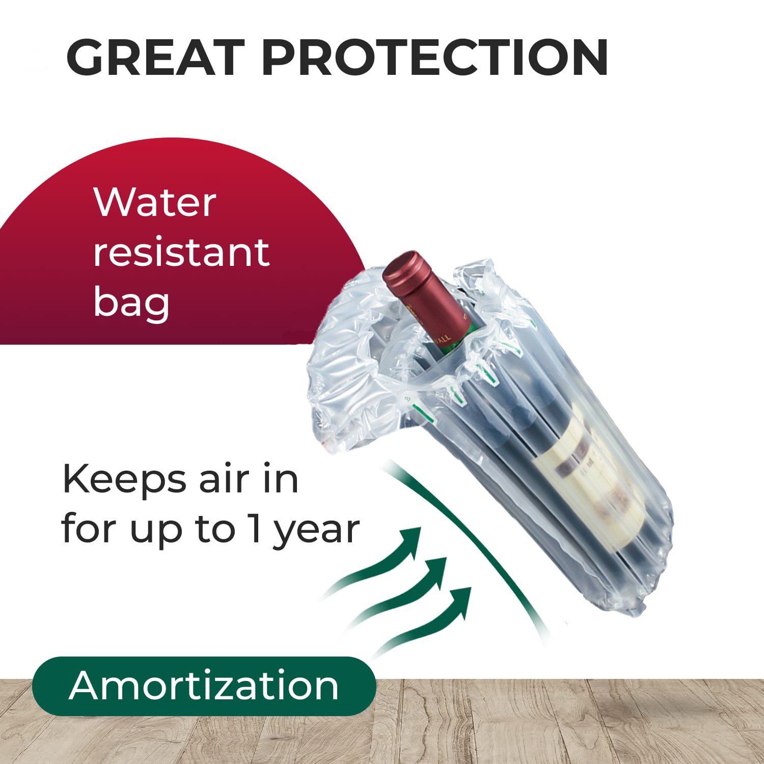 HDPE Environmentally Friendly Wine Buffer Inflatable Air Column Bag Packaging Red Protective Film Recyclable small bubble bag