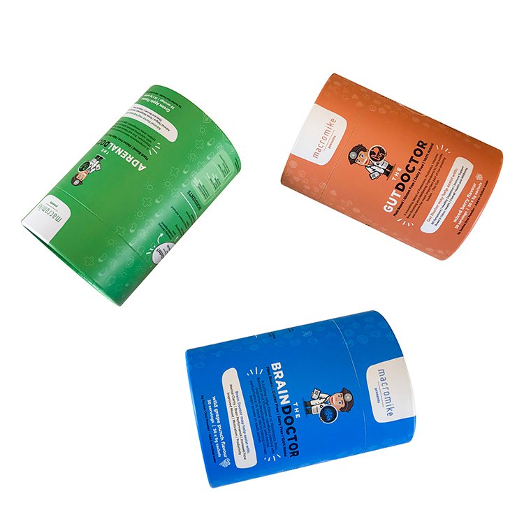 Customized Degradable food Protein Powder vitamin round bottle jar packaging paper tube luxury box for supplements