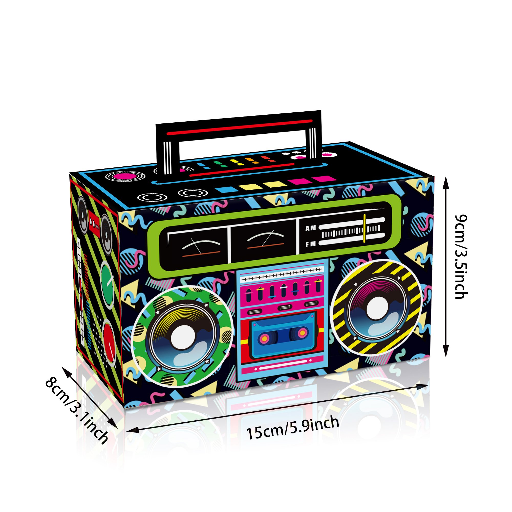 Xindeli DD201 80s Novelty Boom Favor Box Retro Radio Cassette 12 PCS Paper Gift Candy Treat Boxes for Hip Hop Party Supplies