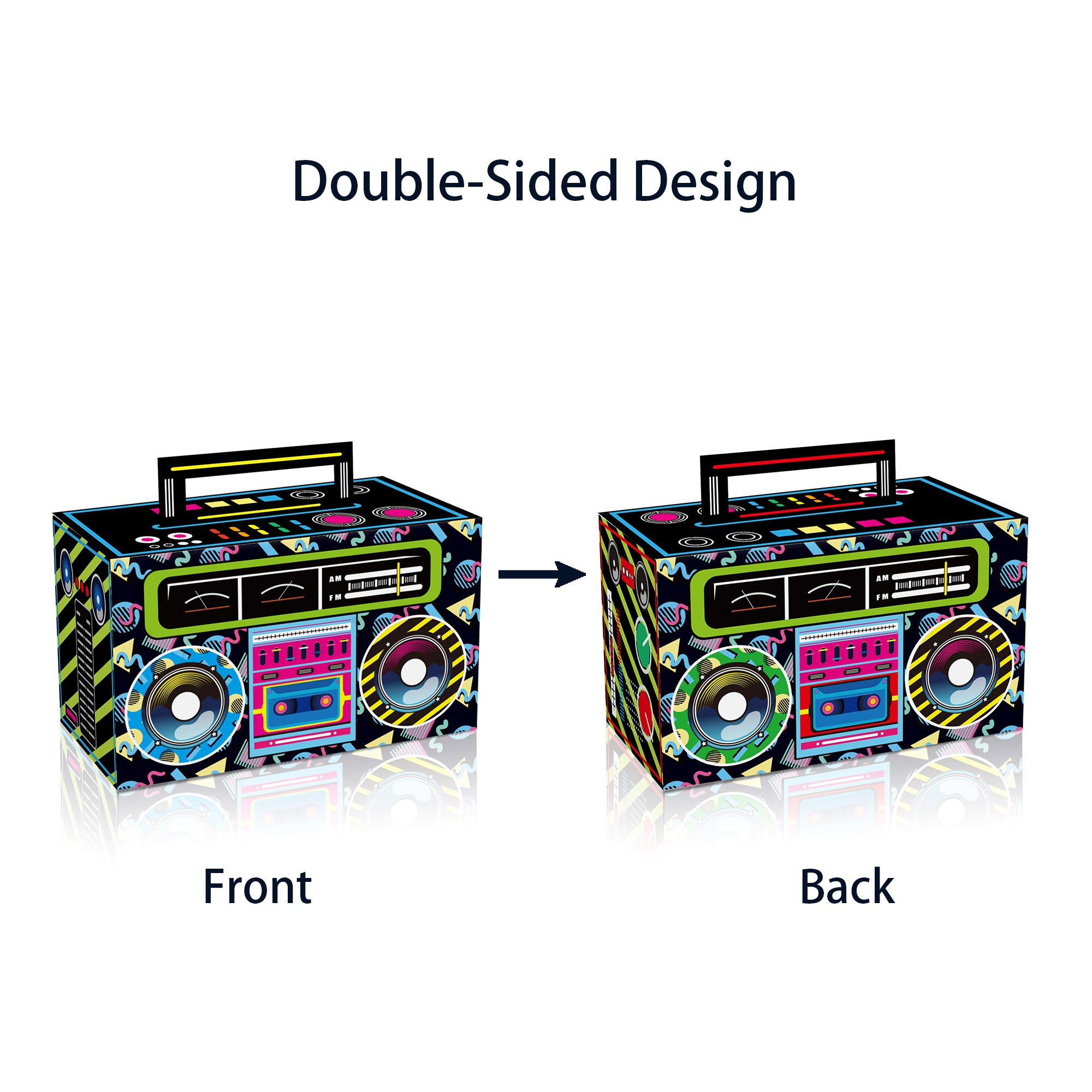 Xindeli DD201 80s Novelty Boom Favor Box Retro Radio Cassette 12 PCS Paper Gift Candy Treat Boxes for Hip Hop Party Supplies