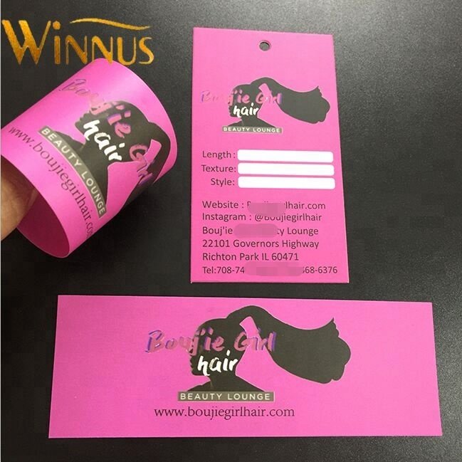 cheap own logo print bundle tag custom hair extension packaging paper hair wrapping bundle label