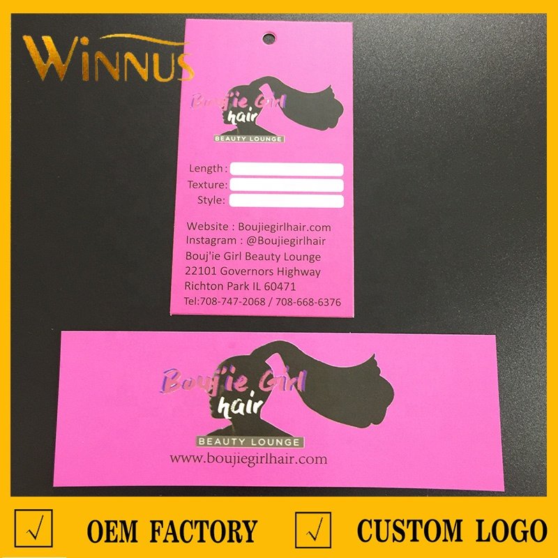 cheap own logo print bundle tag custom hair extension packaging paper hair wrapping bundle label