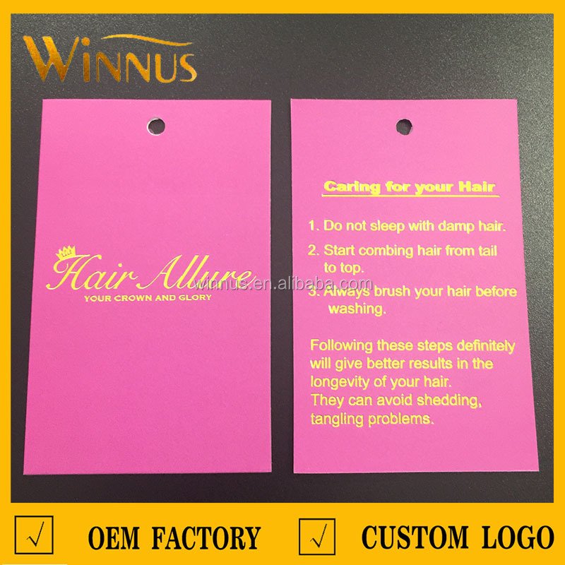 cheap own logo print bundle tag custom hair extension packaging paper hair wrapping bundle label