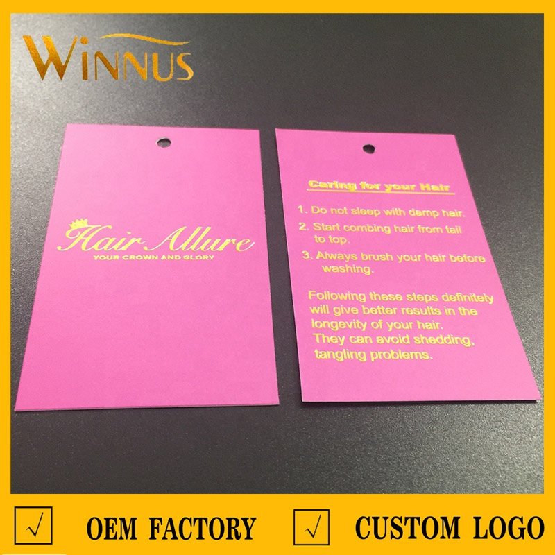 cheap own logo print bundle tag custom hair extension packaging paper hair wrapping bundle label