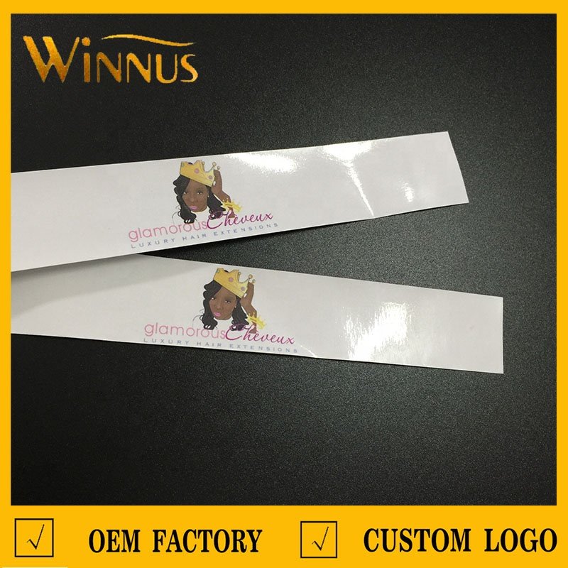 cheap own logo print bundle tag custom hair extension packaging paper hair wrapping bundle label