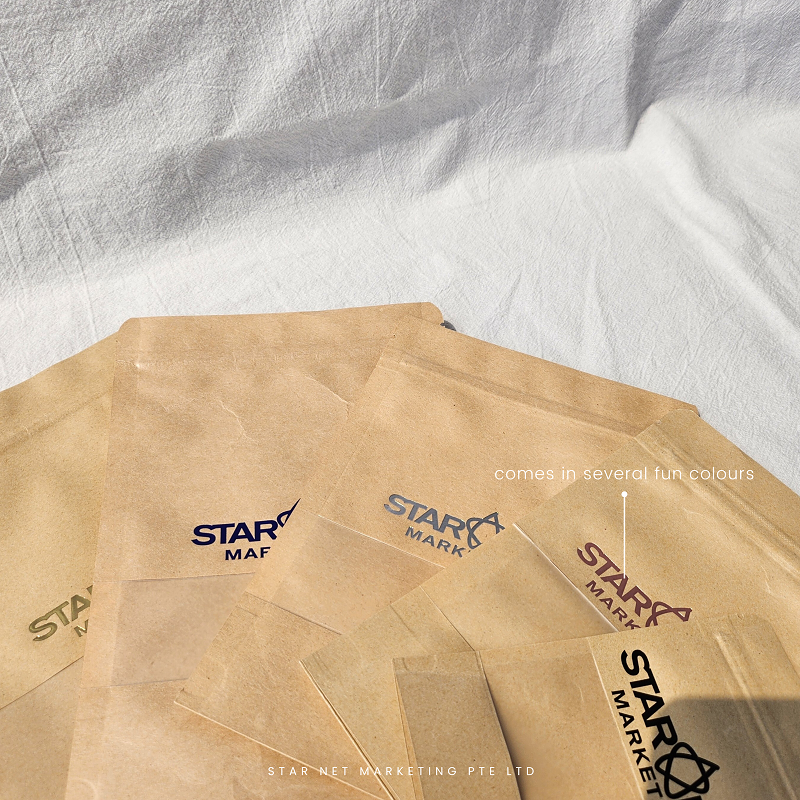Printed Your Own Logo Zipper Brown Kraft Paper Pouch Stand Up Pouch Paper Bag with Window