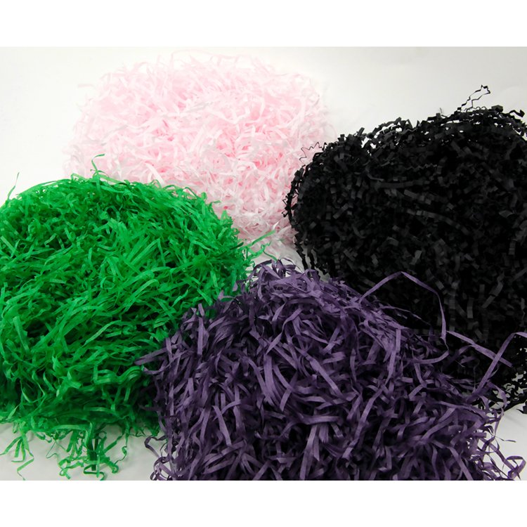 Customized designed wholesale gift packaging decorate black raffia tissue paper crinkle shredded papel triturado paper filler