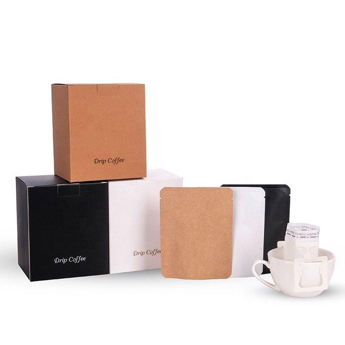 Customized Disposable Single Serve Empty Tea Packaging Sachet Paper Box Portable Hanging Ear Coffee Drip Filter Bag
