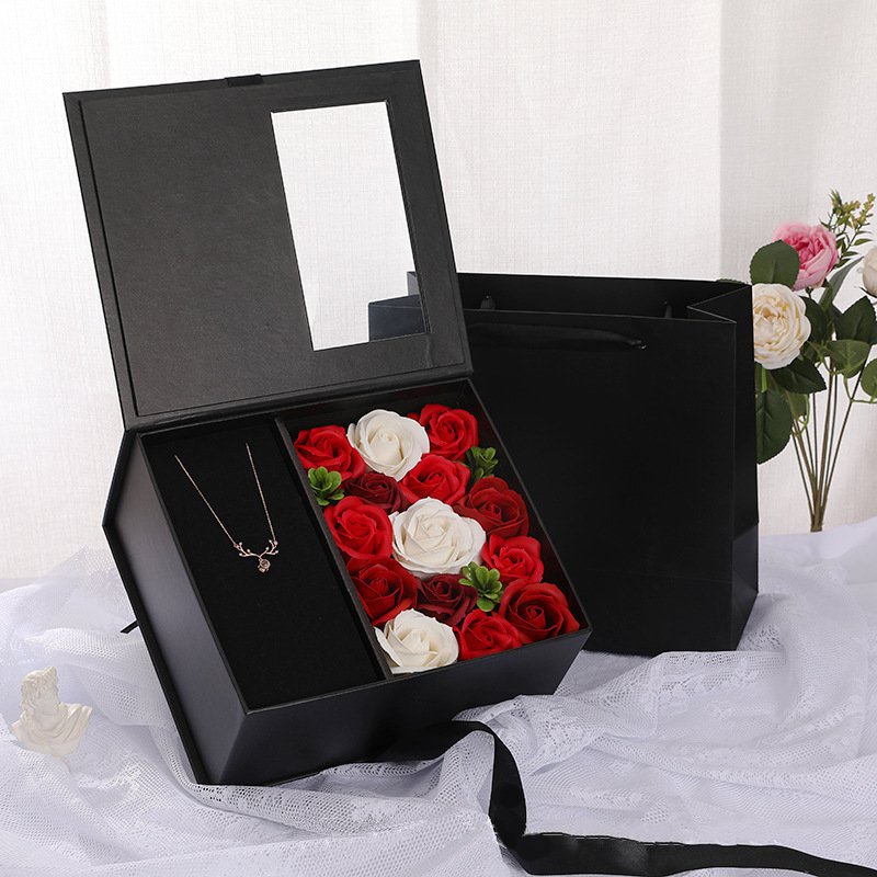 Recycled Custom Fashion Luxury Packaging Mom Flower Box For Mushroom Rose Gift Sets With Ribbon