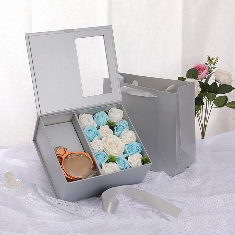 Recycled Custom Fashion Luxury Packaging Mom Flower Box For Mushroom Rose Gift Sets With Ribbon