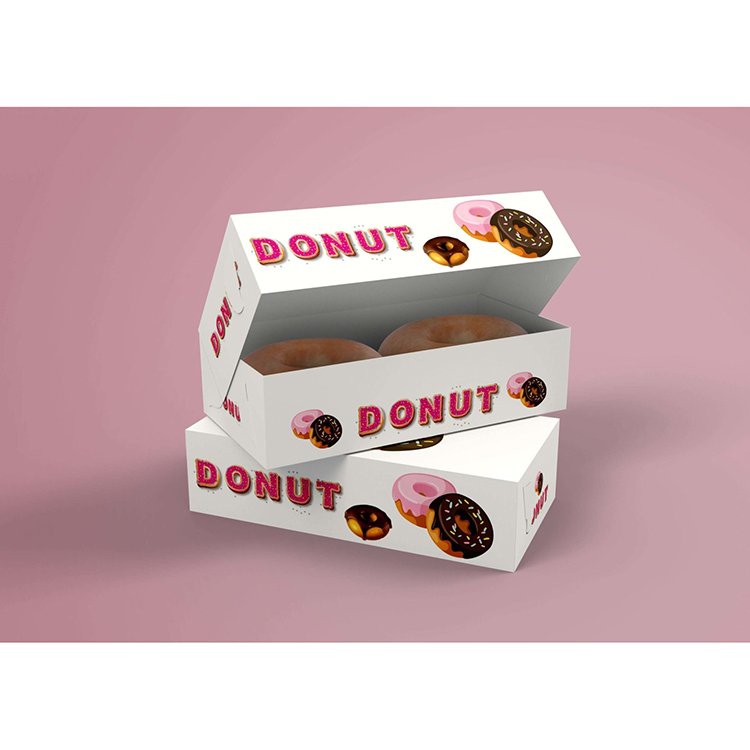 Cheap custom printed design pink white cardboard single doughnut boxes sushi macaron donut packaging paper box with clear window