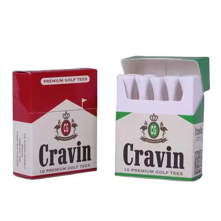 Wholesale Custom Logo Printed 70mm 83mm White Plastic Golf Tee Paper Box Custom Cigarette Box Type Golf Tees Packaging