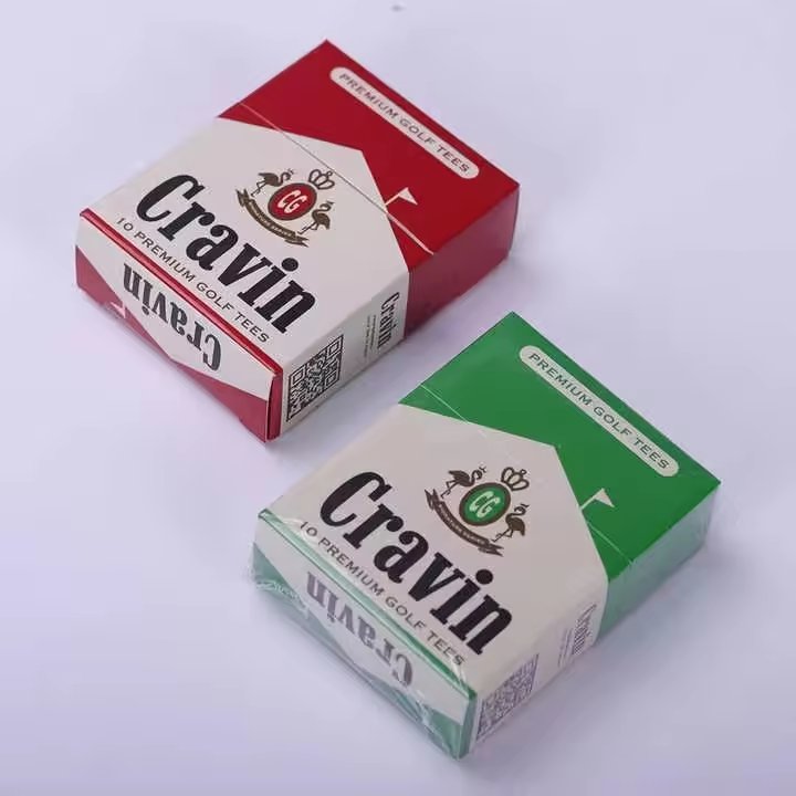 Wholesale Custom Logo Printed 70mm 83mm White Plastic Golf Tee Paper Box Custom Cigarette Box Type Golf Tees Packaging