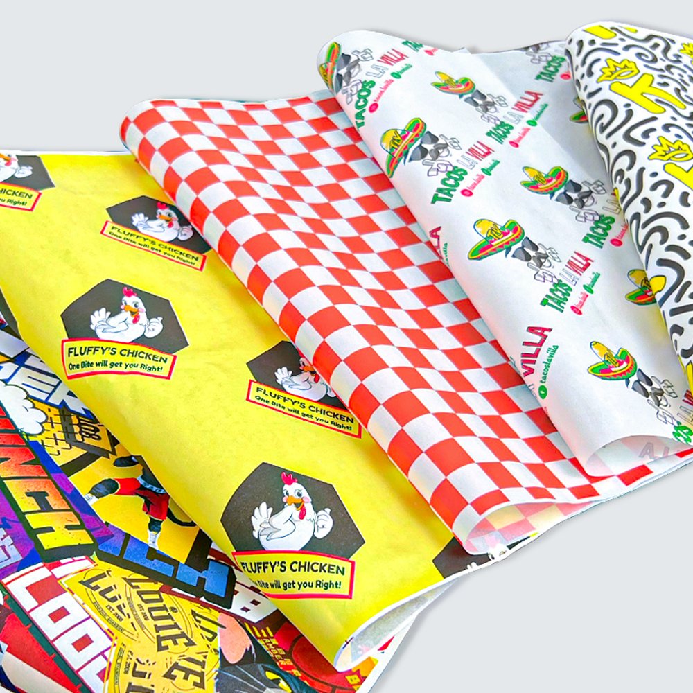 ZJPACK Manufacturer Grease Oil Proof Custom Design Sandwich Food Hamburger Wax Wrapping Paper