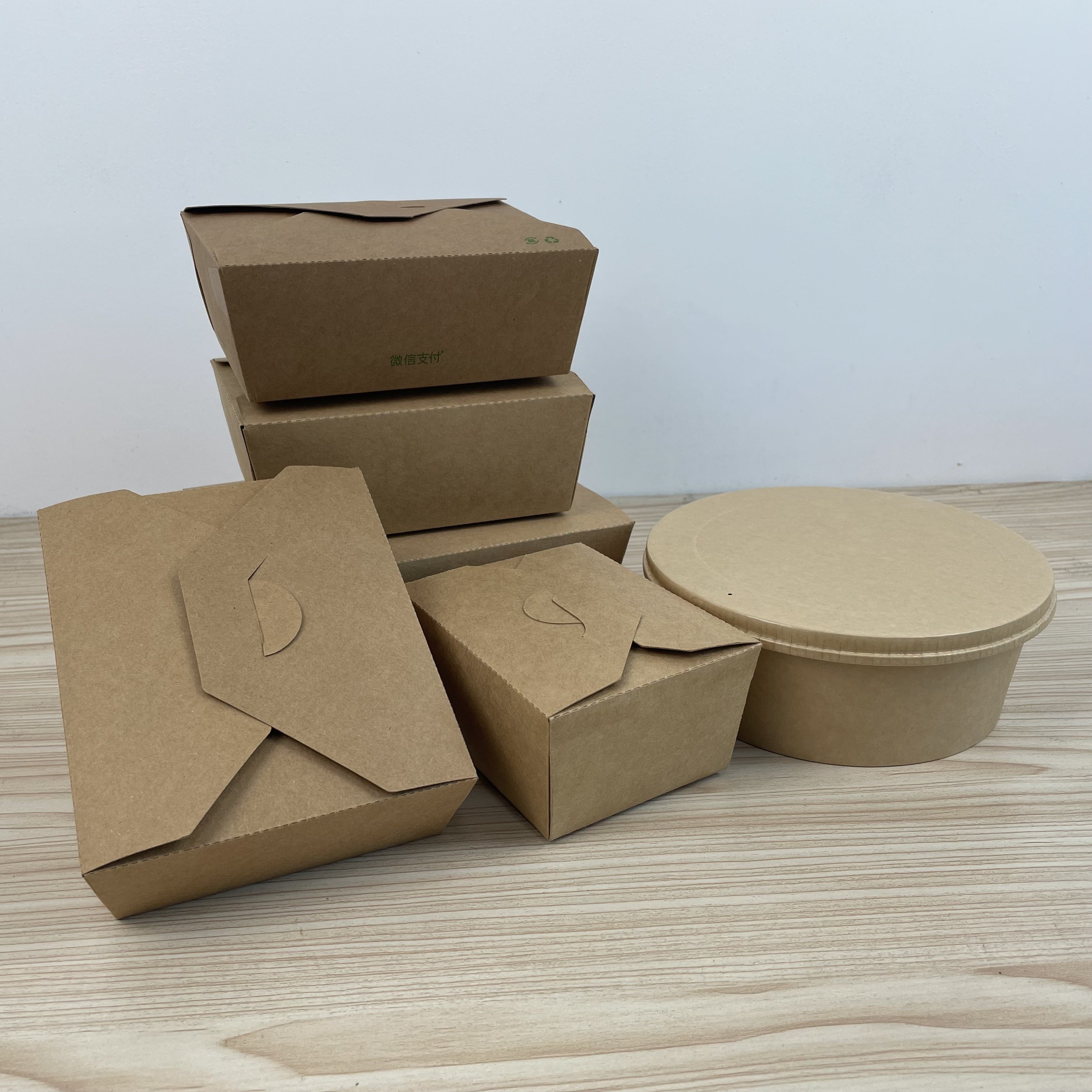 Disposable Biodegradable Kraft Paper Food Packaging Salad Box