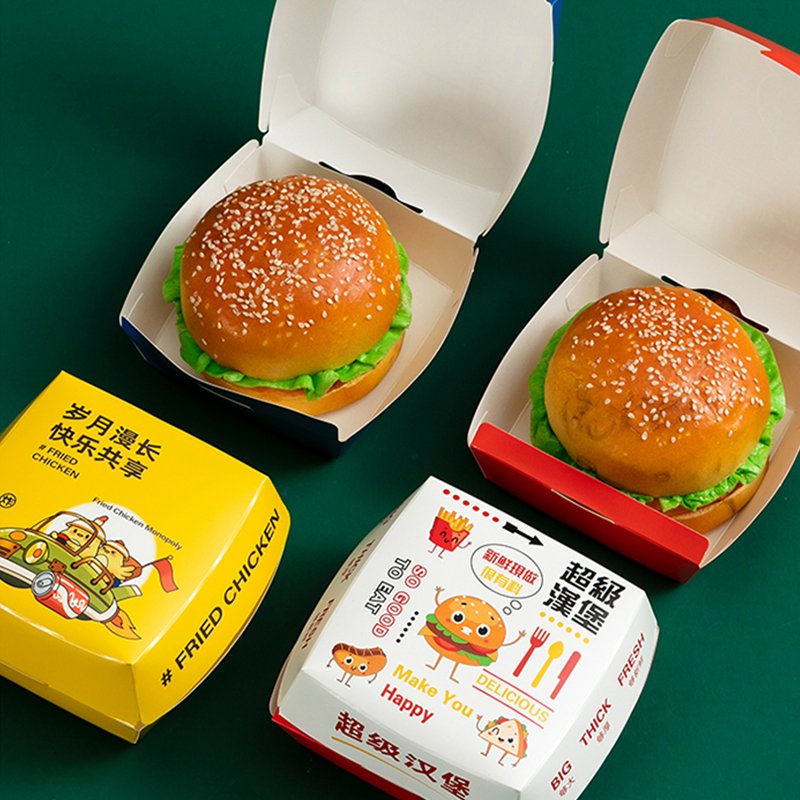Flexography printing Customized Disposable Food Packaging Boxes for Burger Cabin and Prepared Food food packaging paper box