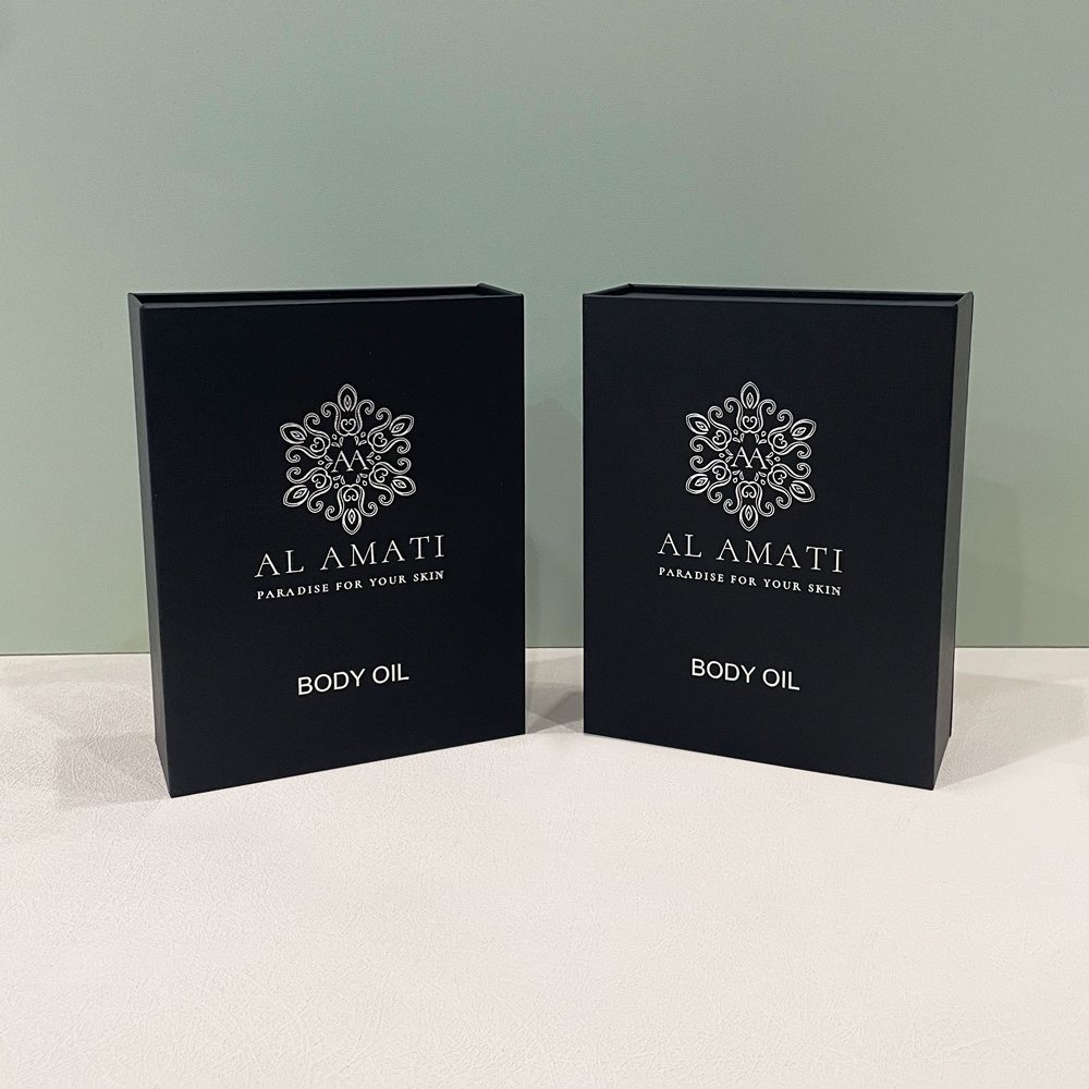 Custom Black Luxury Rigid Magnetic Gift Box Perfume Box Packaging Cosmetic Bottle Paper Packaging Skincare Set Essential Oil Box