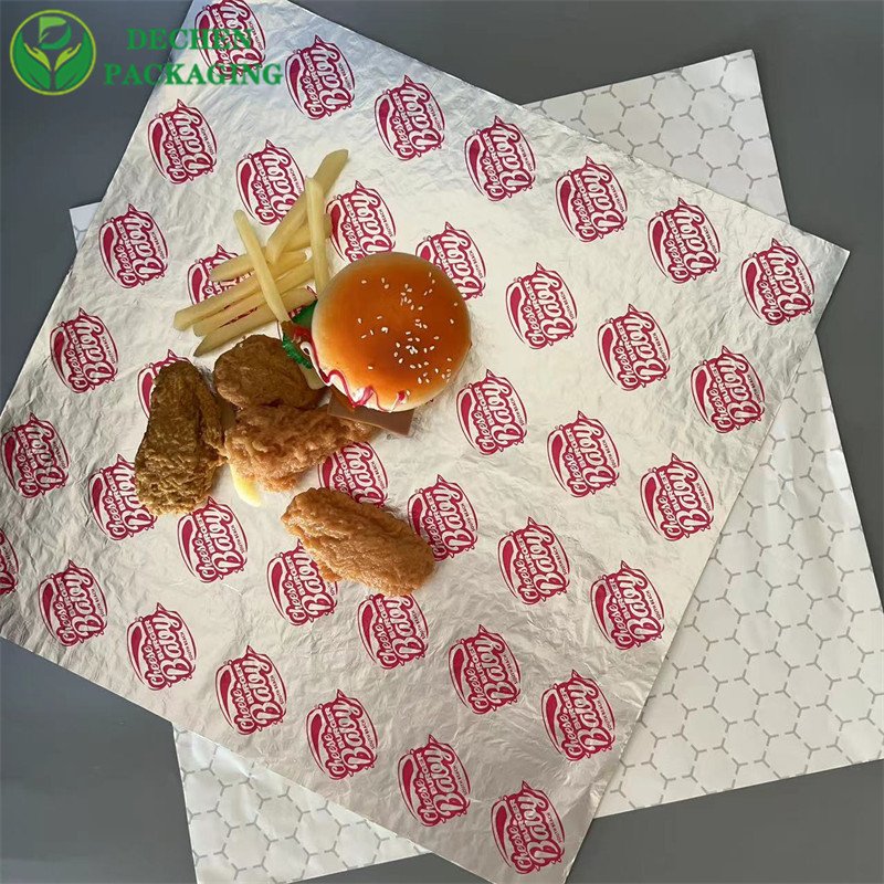 Custom Fast Food Hamburger Packaging Waxed Paper Food Wrapping Paper Printed Greaseproof Paper