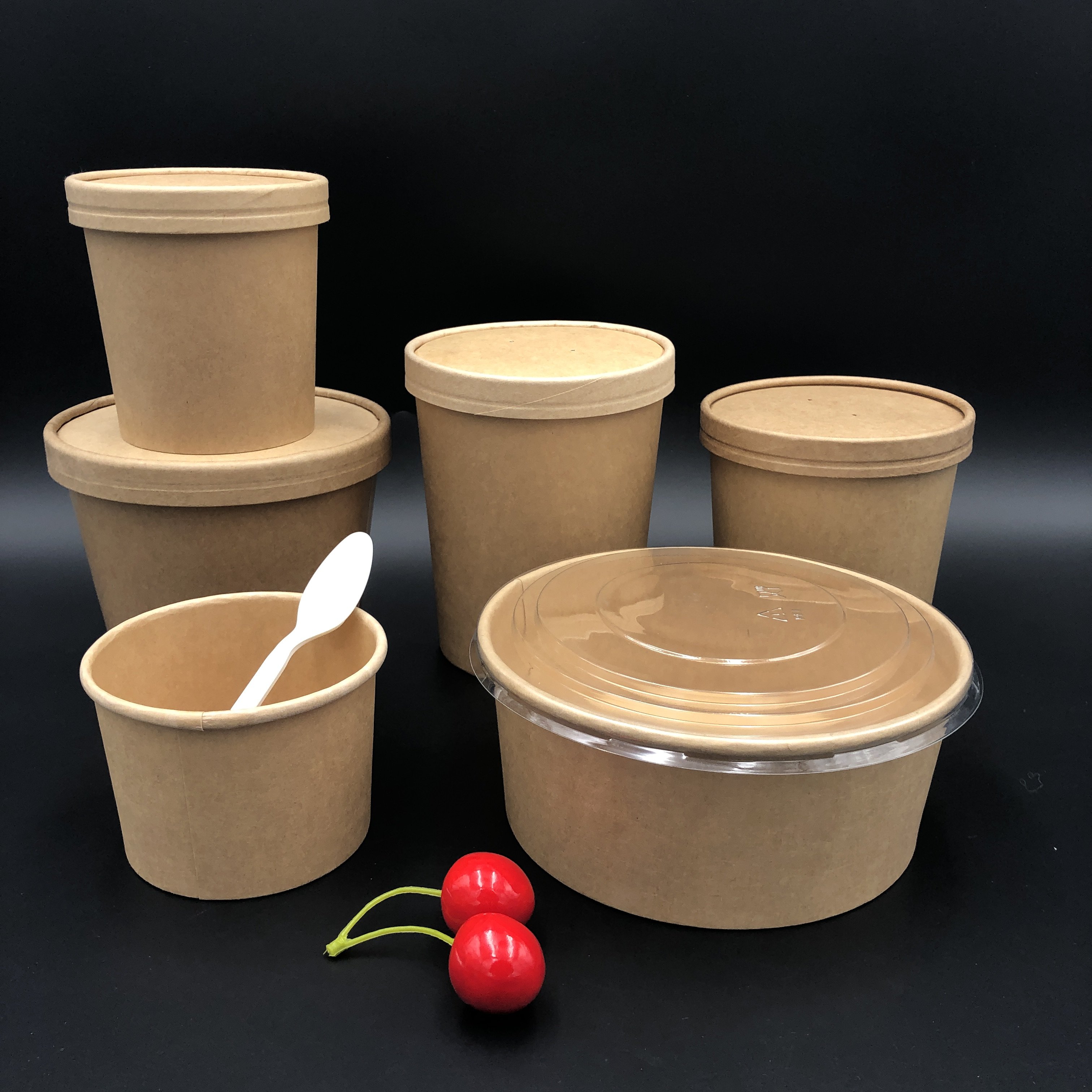 Custom Biodegradable paper Food Container packaging Salad Take Out Lunch Boxes Disposable Brown Kraft paper Box