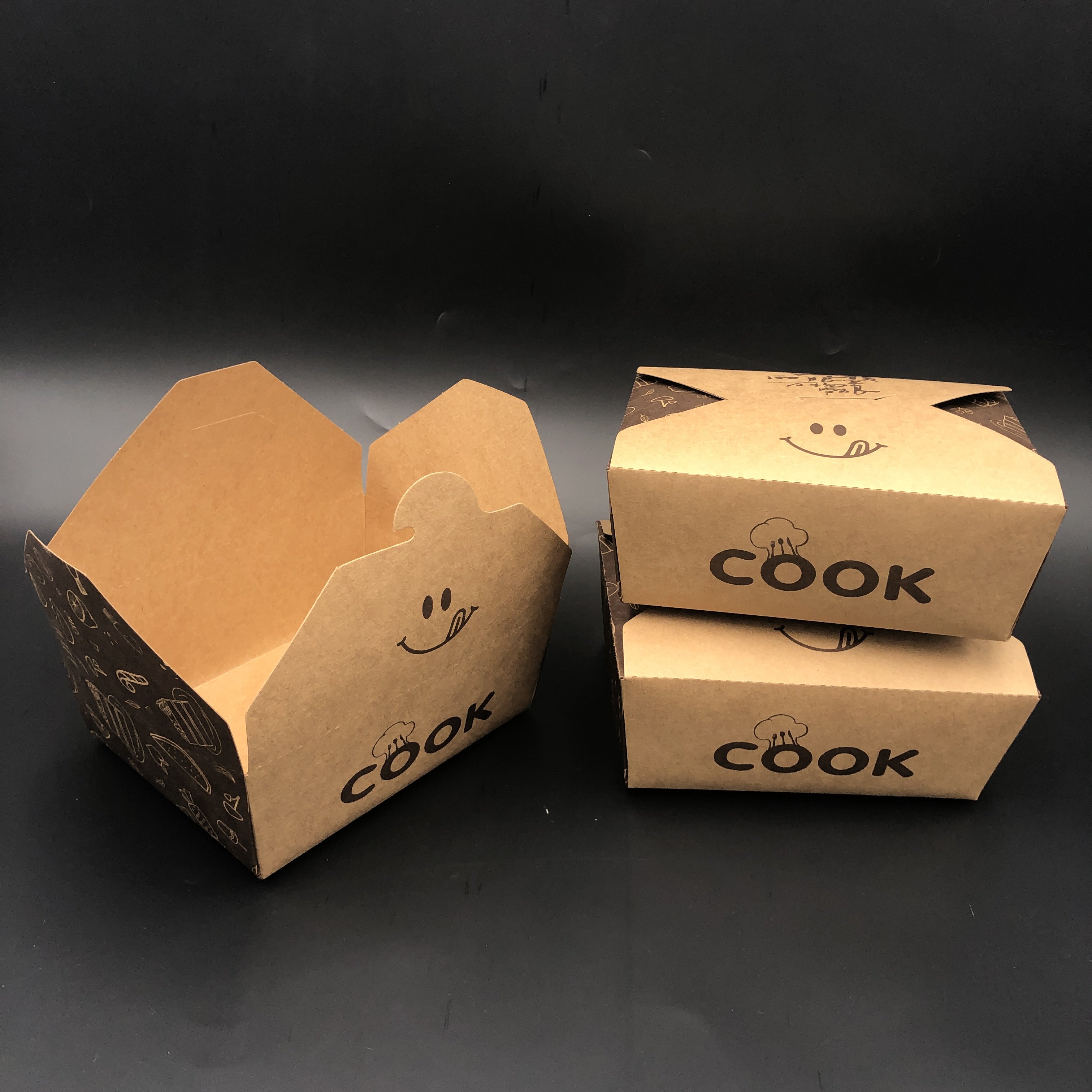 Custom Biodegradable paper Food Container packaging Salad Take Out Lunch Boxes Disposable Brown Kraft paper Box