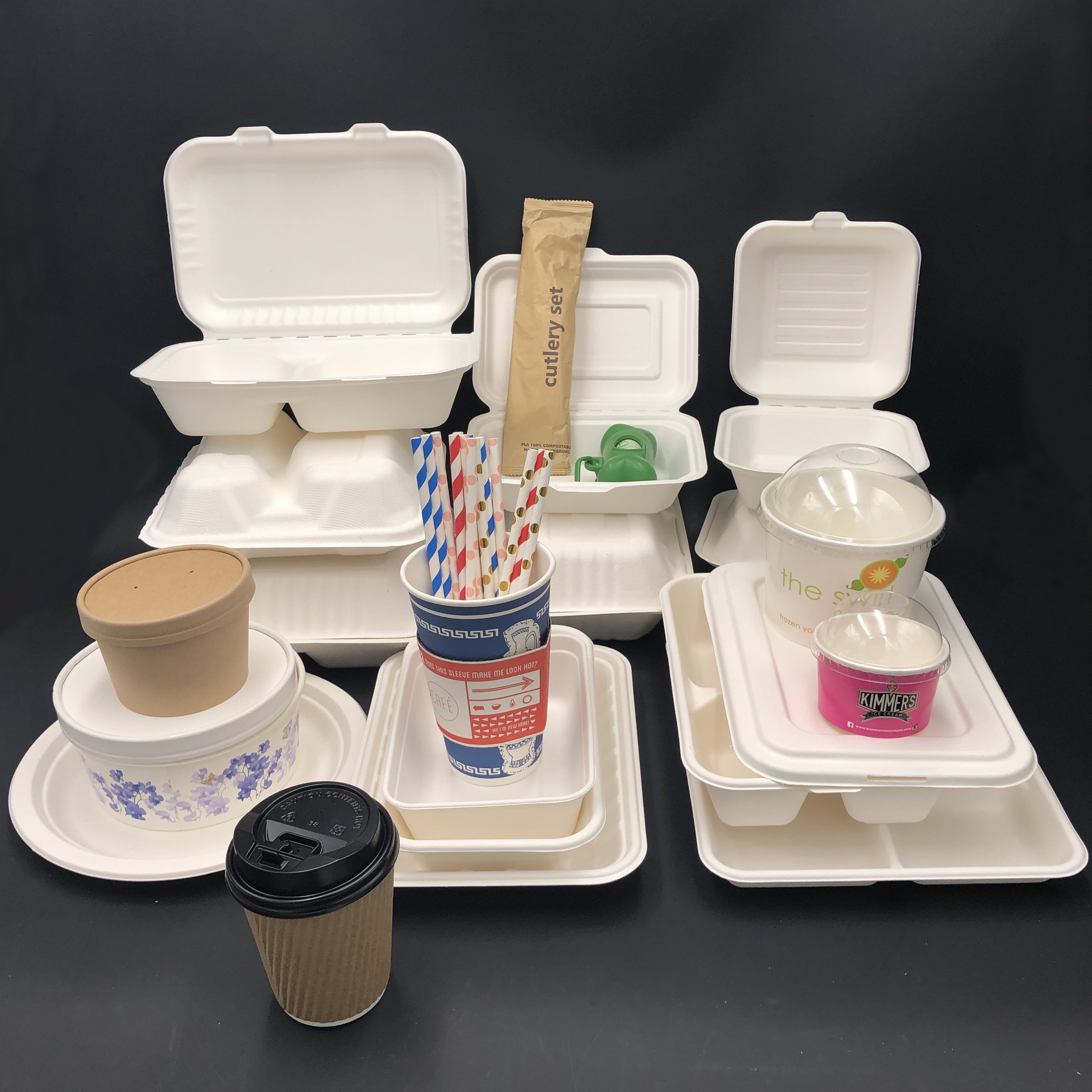 Custom Biodegradable paper Food Container packaging Salad Take Out Lunch Boxes Disposable Brown Kraft paper Box