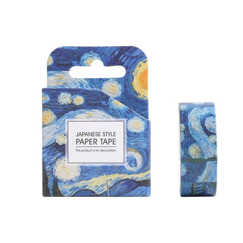 HONGFU Van Gogh series single box and paper tape DIY girl decoration creative tent stickers washi tape
