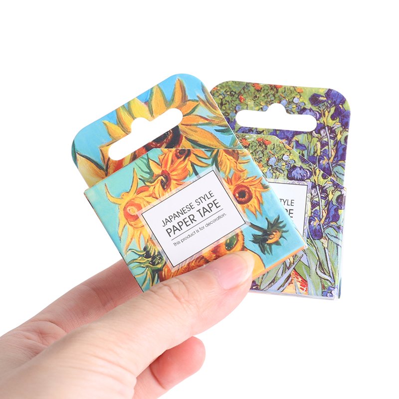 HONGFU Van Gogh series single box and paper tape DIY girl decoration creative tent stickers washi tape